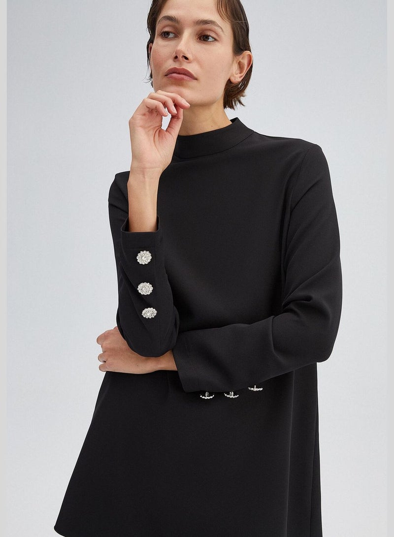 CREPE TUNIC WITH NECKBAND