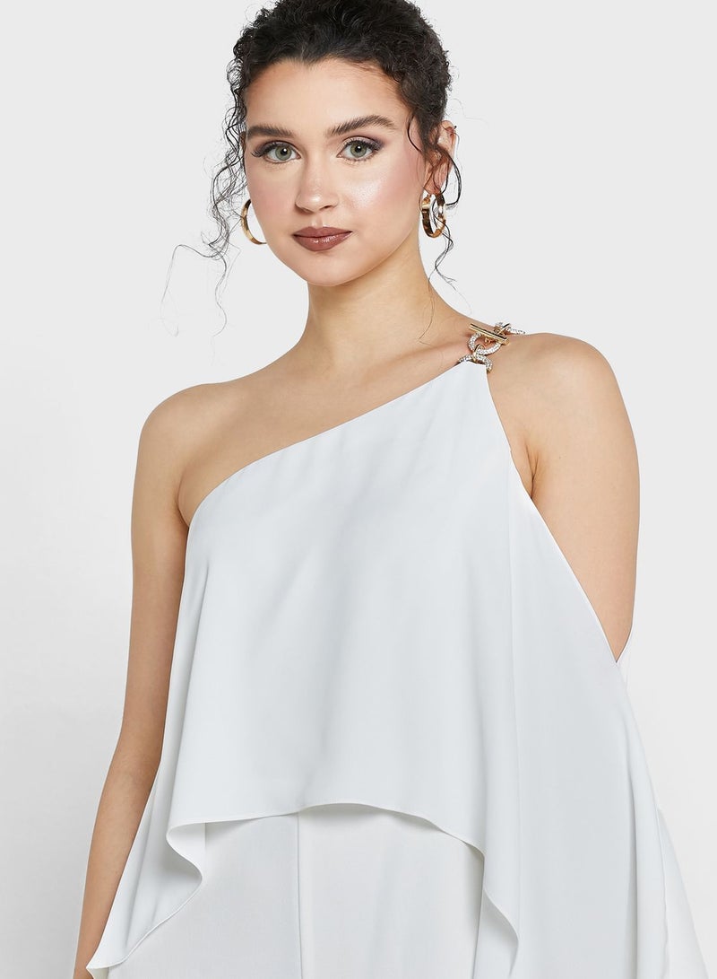 One Shoulder Wide Leg Jumpsuit