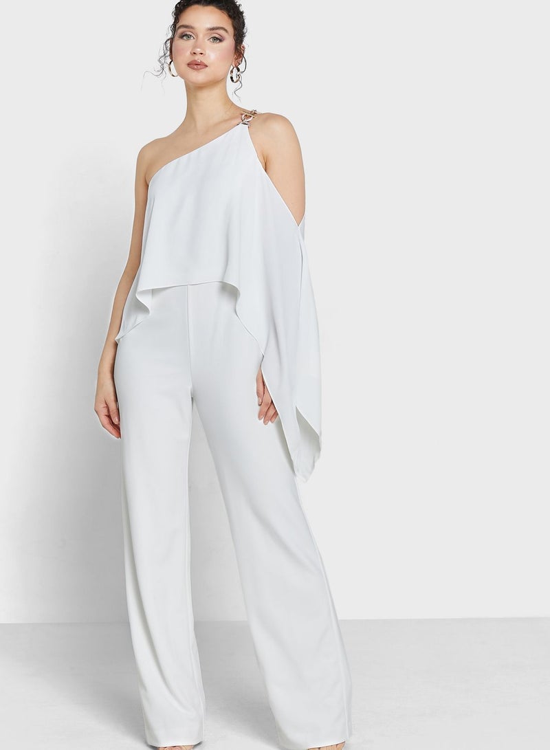 One Shoulder Wide Leg Jumpsuit