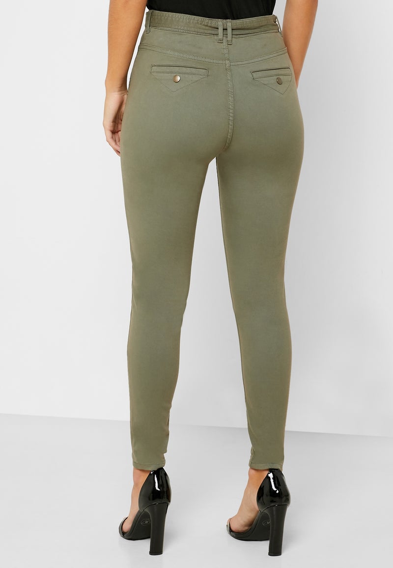 D-Ring Skinny Pants Khaki Green