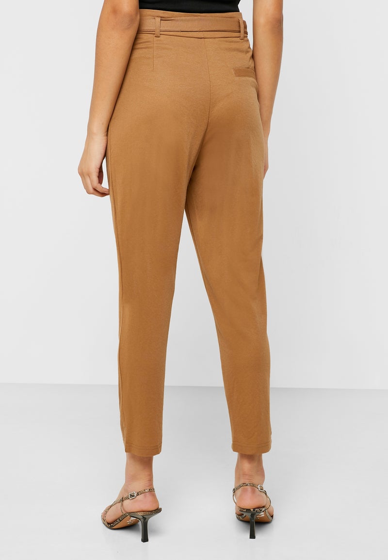 Nylon Tie Waist Pants Brown