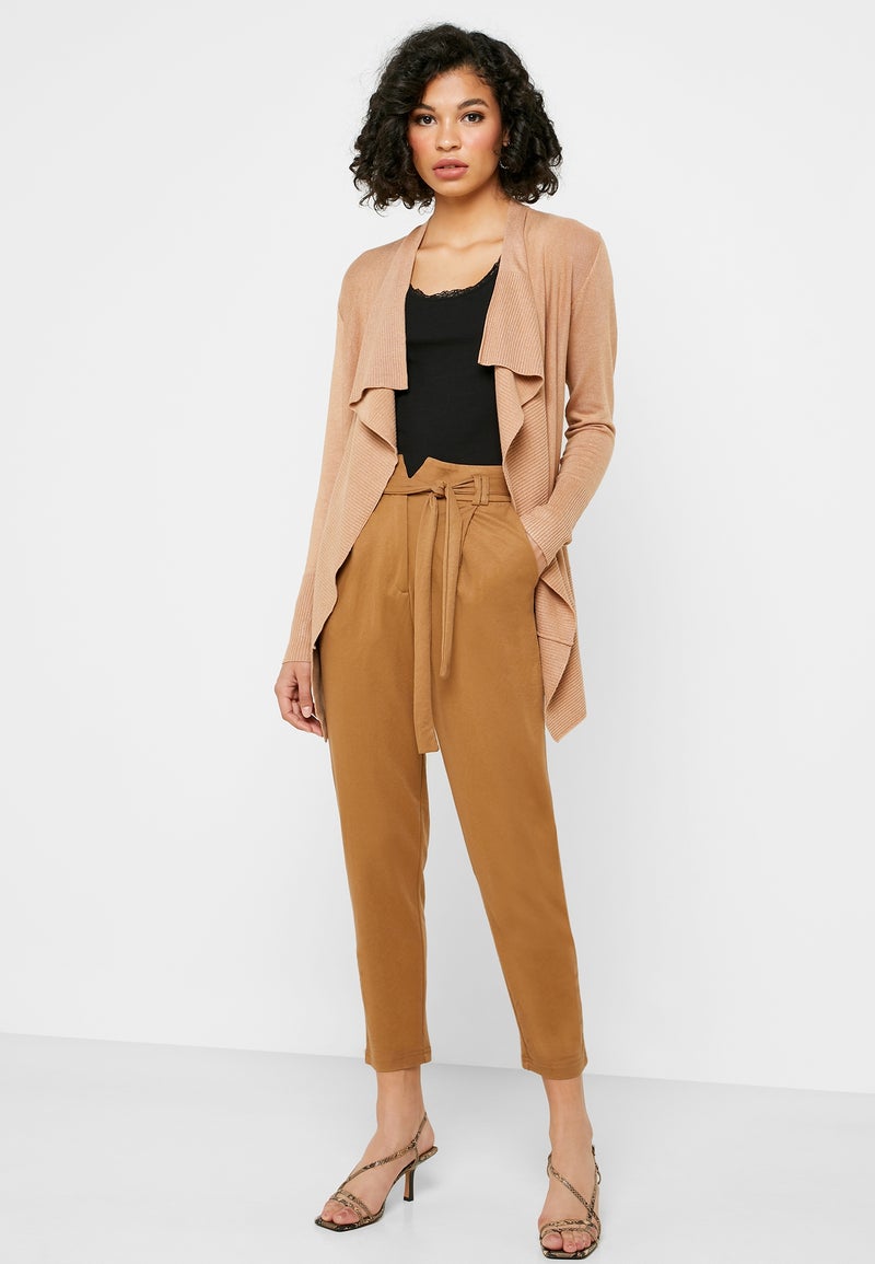 Nylon Tie Waist Pants Brown