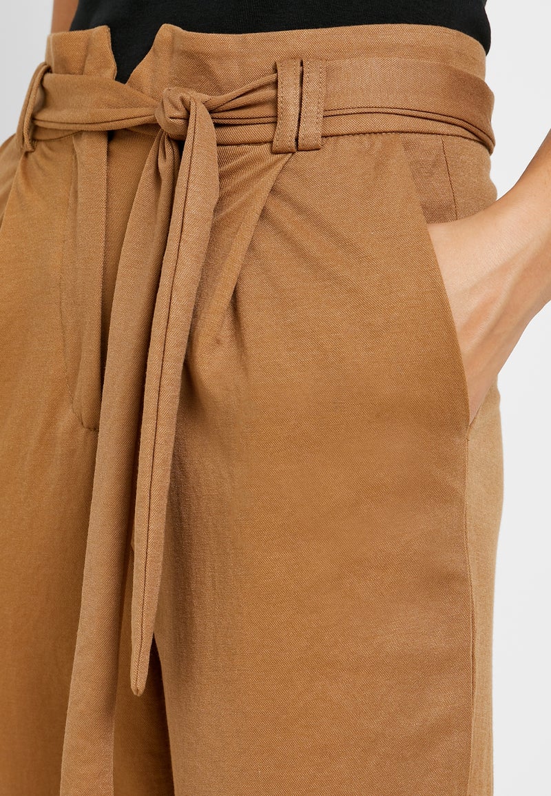 Nylon Tie Waist Pants Brown