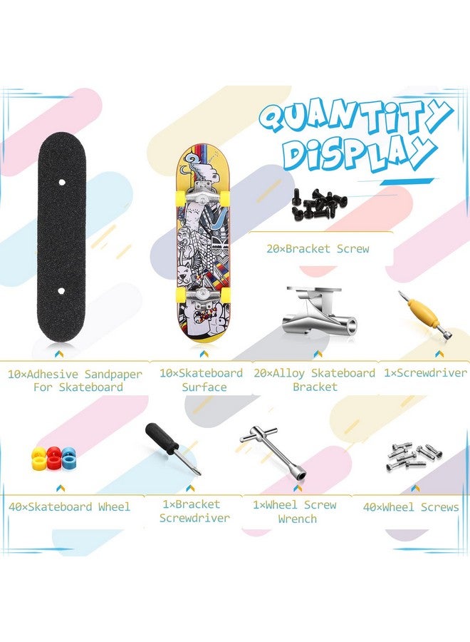 10 Pack Diy Fingerboard Kit With Box Mini Fingerboards Skateboards For Fingers Finger Board Making Kit Finger Skateboard Kit With Mini Wrench Screwdriver Brackets Screws And Fingerboard Wheels
