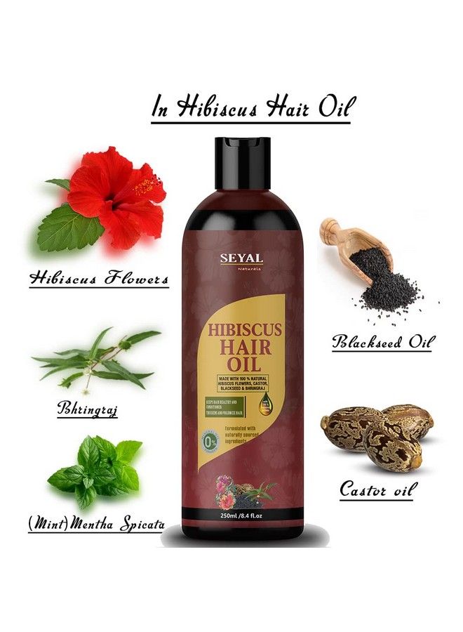 Hibiscus Hair Oil ; For Hair Growth And Hair Fall Control ; With Hibiscus Flowers Castor Oil Blackseed Oil ; (250Ml)