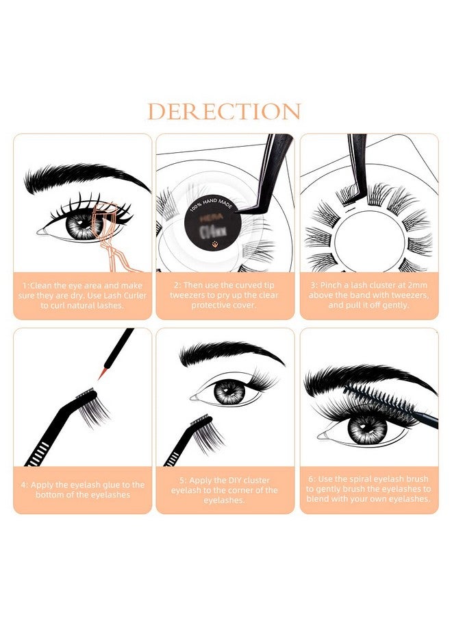 Diy Eyelash Extensions 3D Cluster Lashes Individual False Eyelashes Extension Natural Look At Home Eyelash Extensions (Ny 14Mm)