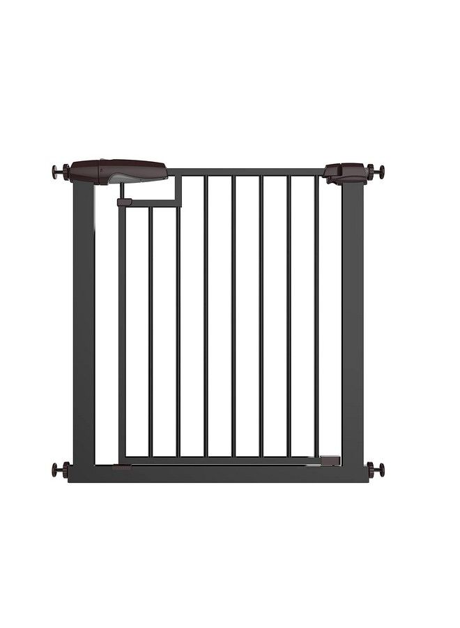 Auto Close Baby Safety Gate Extra Tall Durable Baby Fence Barrier Dog Gate With Easy Walkthru Child Gate ; Baby Gate For House Stairs Doorways ; Safety Gate For Kids (Black 7585+10Cm)