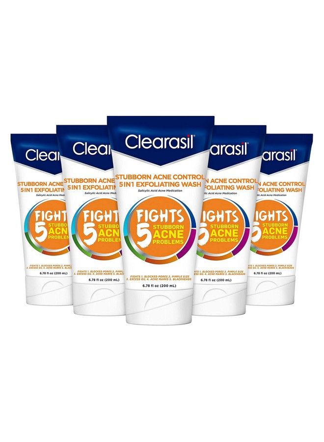 Stubborn Acne Control 5In1 Exfoliating Wash 6.78 Fl. Oz. Reduces Blocked Pores Pimple S (Pack Of 5)6.78 Fl Oz (Pack Of 5)