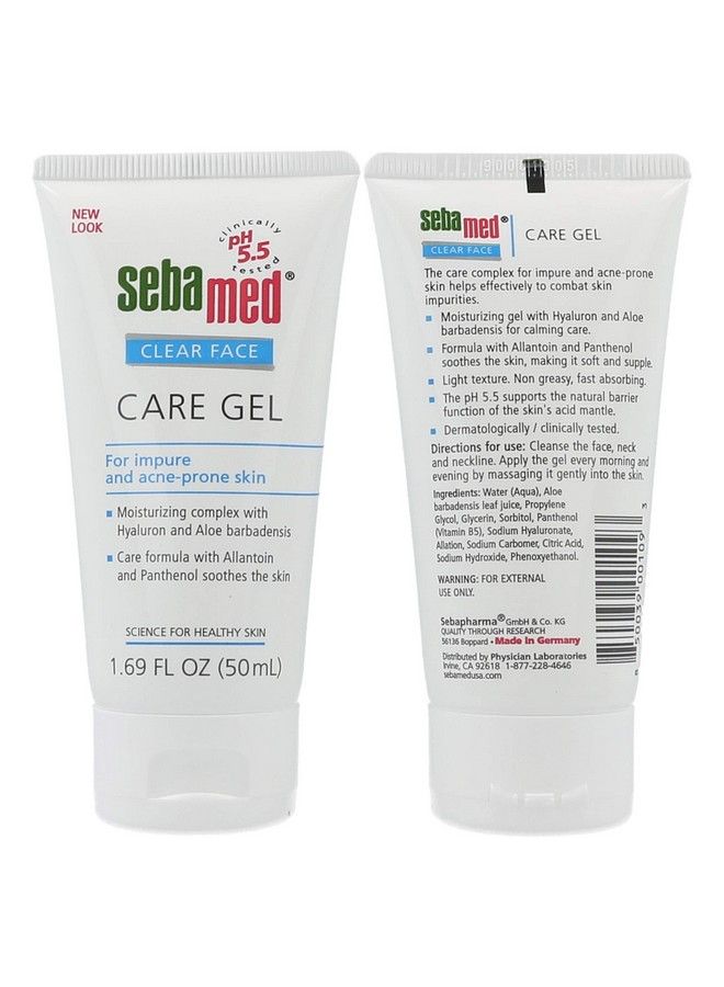 Clear Face Care Gel (50Ml) With Aloe Vera And Hyaluronic Acid For Impure And Acne Prone Skin Made In Germany Pack Of 2