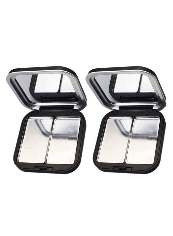 Makeup Palettes 2Pcs Empty Eyeshadow Diy Lipstick Lip Balm Blusher Containers Refillable Makeup Storage Case Box With Mirror Black Eyeshadow