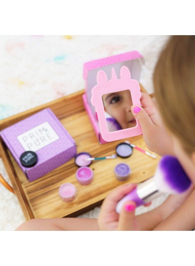 Mineral Gift Set With Unicorn Mirror; Perfect For Play Dates & Birthday Parties ; Kids Eyeshadow Makeup Mineral Blush ; Organic & Natural Makeup Kit For Kids; Made In Usa (Purple)