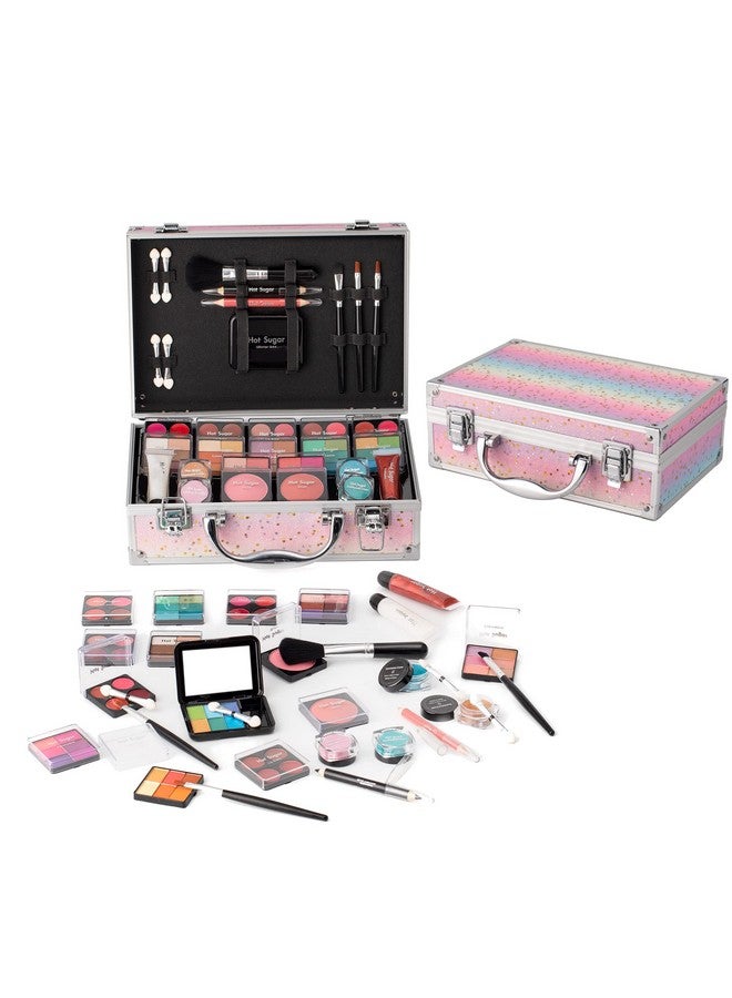 Makeup Kit For Teenager Girls Full Starter Cosmetics Set With Eye Shadow Lip Balm Blush Lip Gloss Brush Lip Pencil Eye Pencil And Mirror (Rainbow)