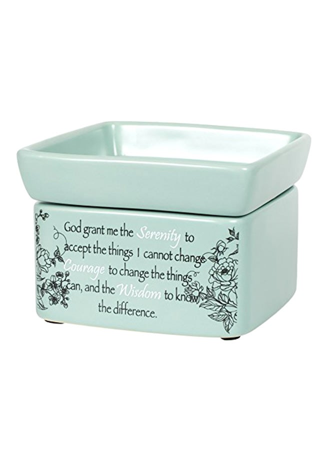 Serenity Prayer Teal White Floral Design Electric 2 in 1 Jar Candle and Wax and Oil Warmer Multicolour 5.31X6.5X6.89 inch