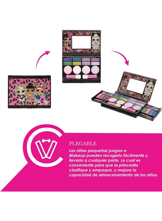 Lol Surprise Cosmetic Compact Set Includes Mirror 14 Lip Glosses 8 Eye Shadow 4 Blushes & 4 Brushes Safe & Non Toxic Colorful Portable Foldable Makeup Beauty Kit For Girls Townley Girl