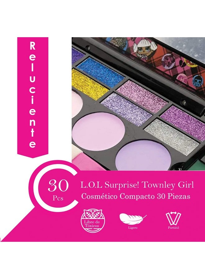 Lol Surprise Cosmetic Compact Set Includes Mirror 14 Lip Glosses 8 Eye Shadow 4 Blushes & 4 Brushes Safe & Non Toxic Colorful Portable Foldable Makeup Beauty Kit For Girls Townley Girl