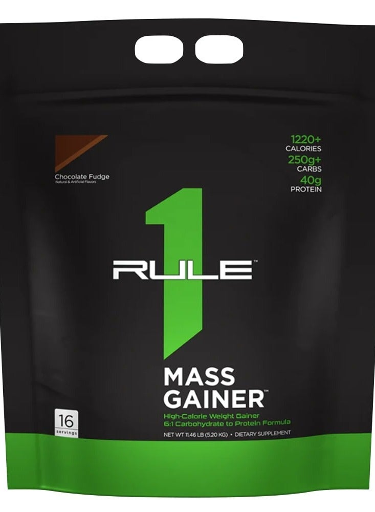 Rule 1 Mass Gainer, Aid Muscle Recovery & Rebuilding, 40g Protein From Three Types of Whey, Chocolate Fudge Flavor, 11.43 Lbs