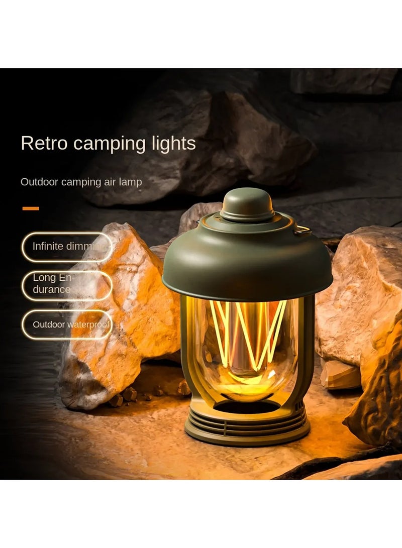 Toby's New Launched CPL-T13 LED Camping Light Waterproof Retro Portable Emergency Light Stepless Dimmable Hanging Tent Lamp Rechargeable for Outdoor Hiking ( Green)