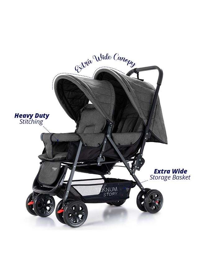 Double Baby Stroller - Dark Grey