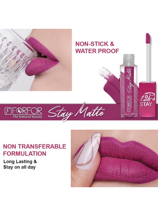 Stay Matte Long Lasting Mini Liquid Lipstick Waterproof Combo Of 4 (Bridal Maroon Pink Blush Peach Nude Mauve)