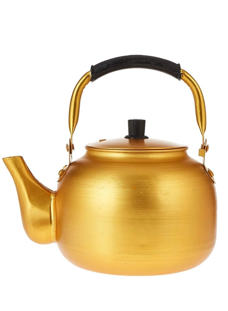 Gold Kettle 6 Litre | Stove Top Tea Kettle | Yellow Karak Kettle | Aluminium Coffee Pot Ideal for Home Office and Camping