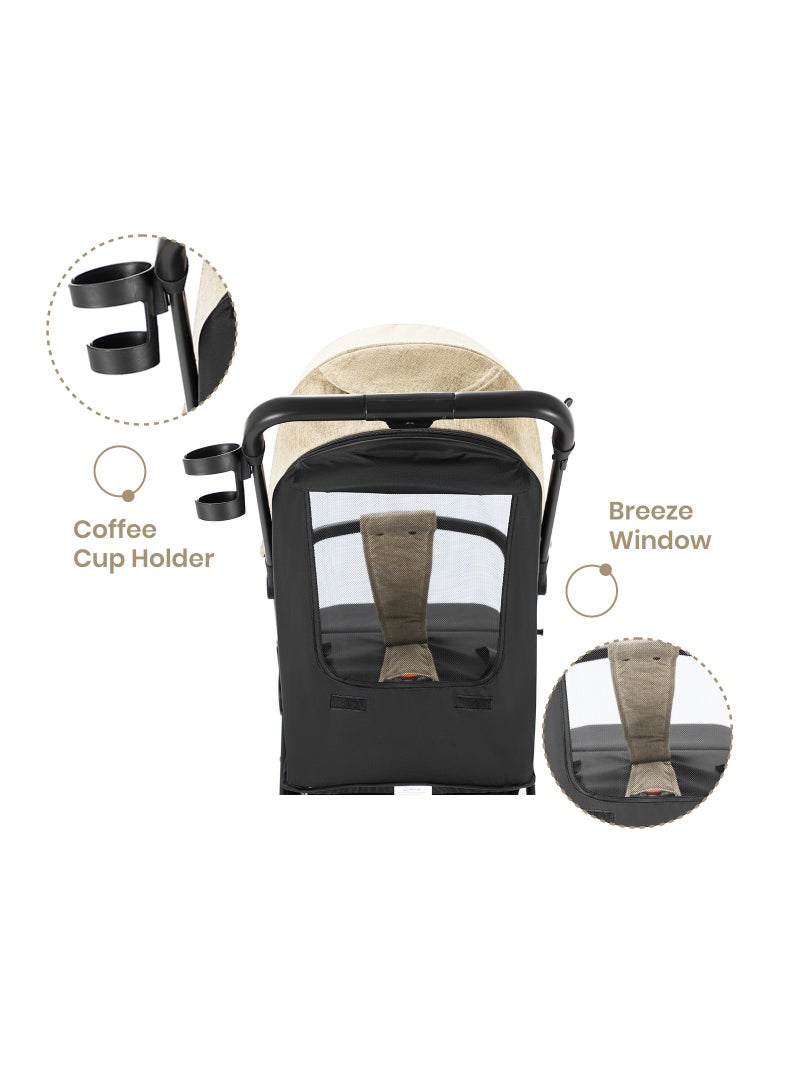 Travel Cabin Stroller With Coffee Cup Holder - Ivory