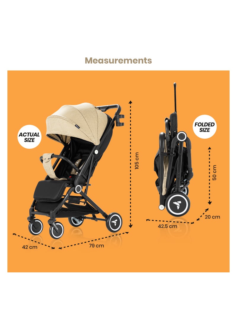 Travel Cabin Stroller With Coffee Cup Holder - Ivory