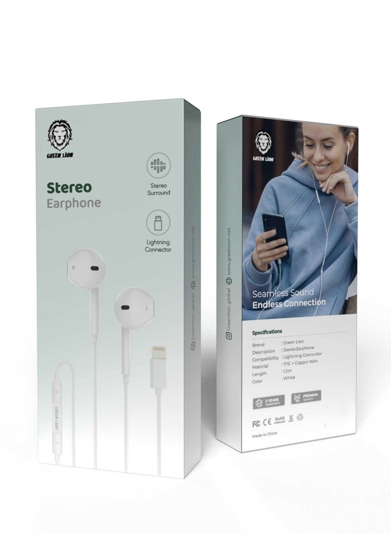 Wired Stereo Earphones with Lightning Connector - White
