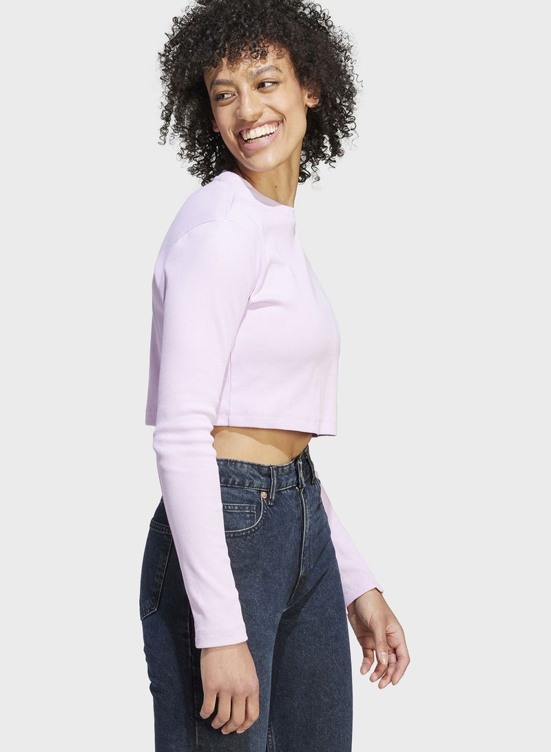 Lounge Ribbed Crop Long-Sleeve Top