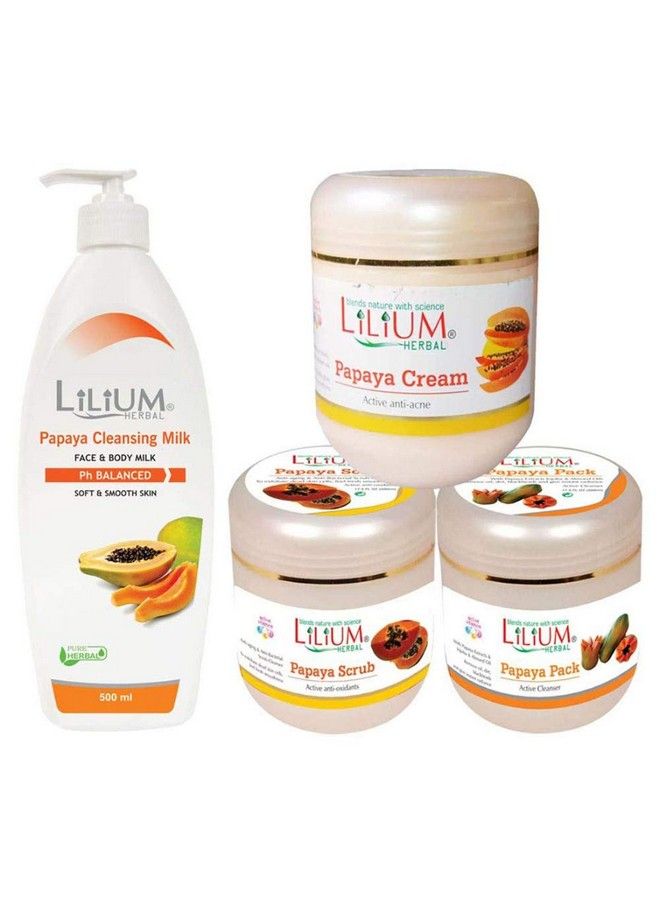 Herbal Papaya Skin Care Combo (Cleansing Milk Cream Scrub Pack) Set Of 4Gc668