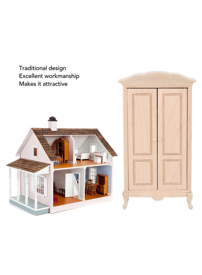Miniature Wardrobe Double Door Excellent Workmanship Doll Armoire 112 Scale Birch For Dollhouse Furniture Accessory For Girls