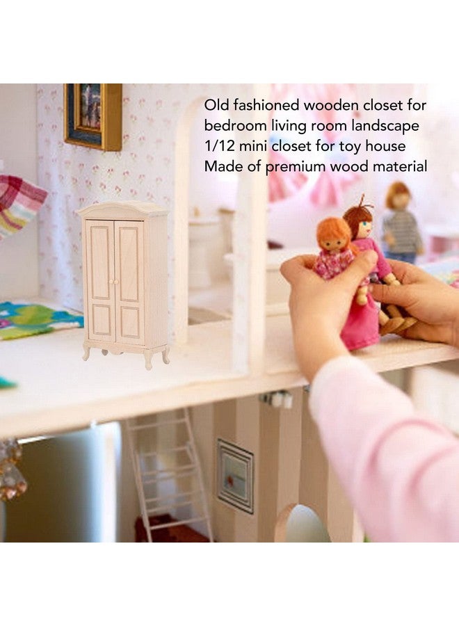 Miniature Wardrobe Double Door Excellent Workmanship Doll Armoire 112 Scale Birch For Dollhouse Furniture Accessory For Girls