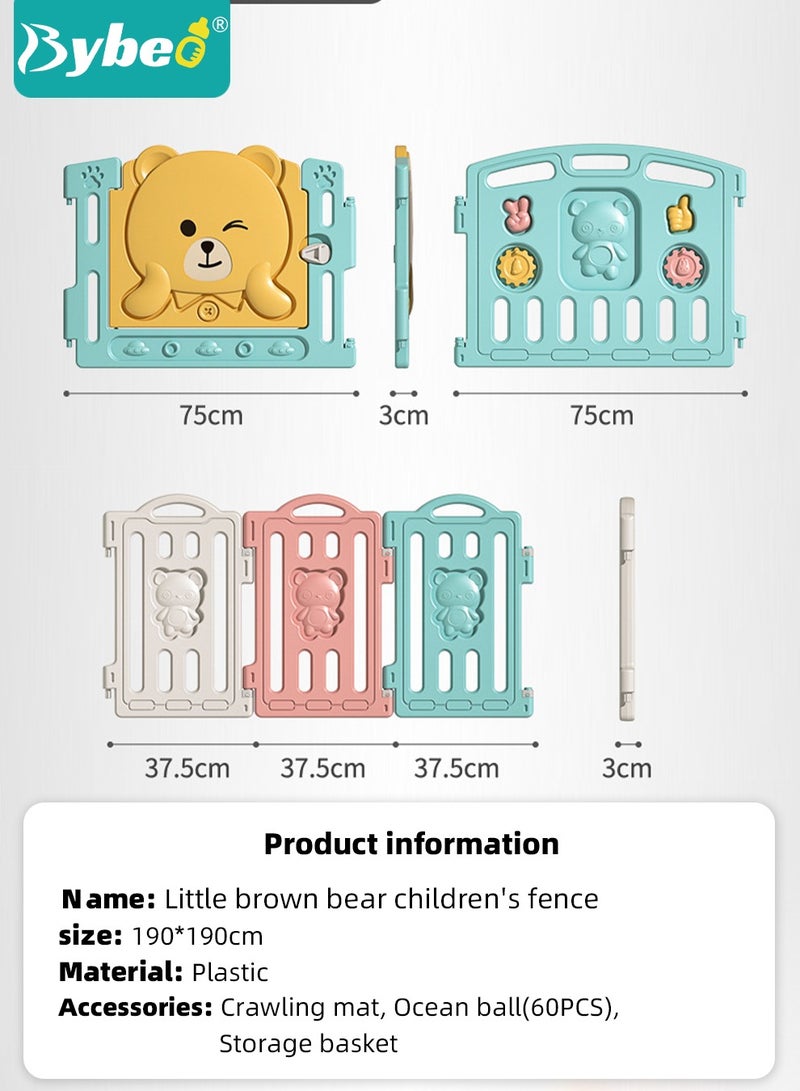 Baby Playpen, Foldable Babies Playards for Toddlers with Gate and Game Board, Safety Infant Activity Center, Sturdy Play Area, Macaron Colors and Patterns, Perfect Child's Gift,16 Panel