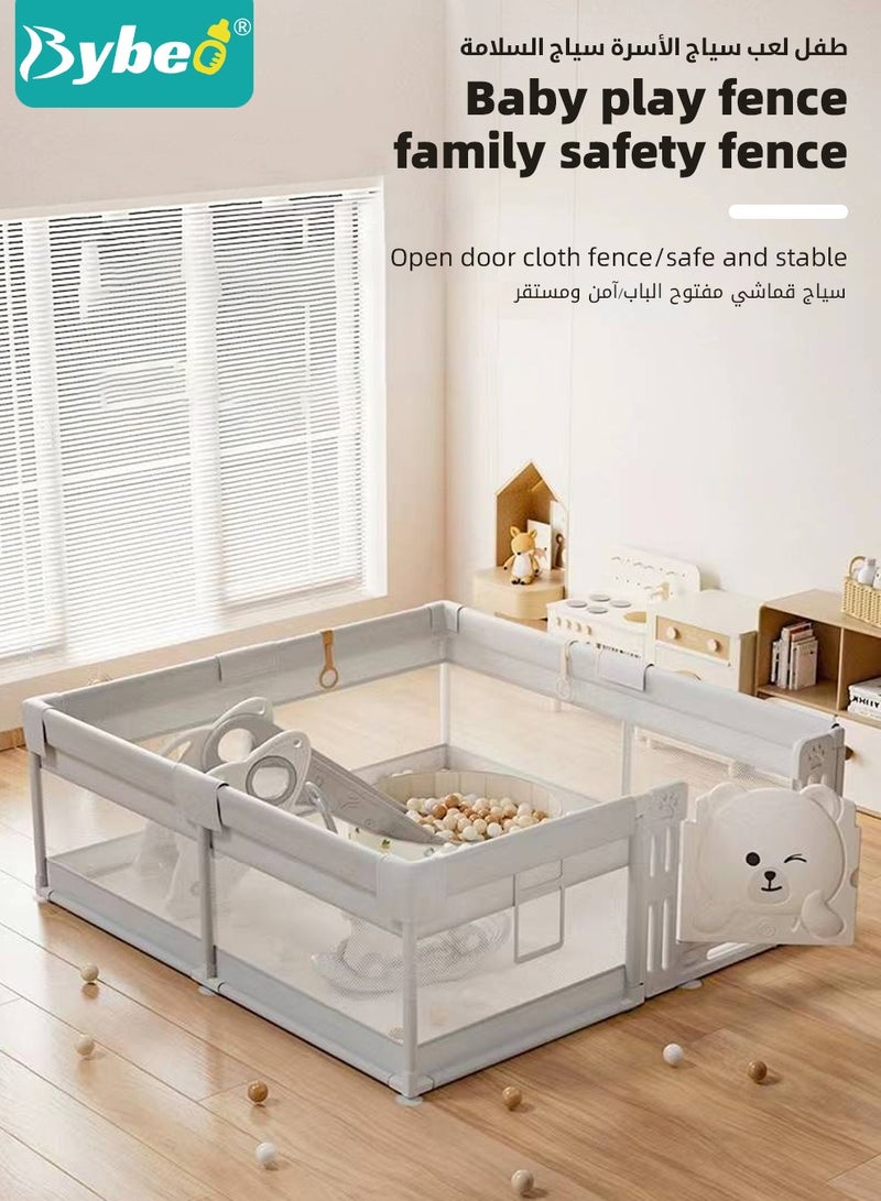 Baby Playpen Fence, Portable Babies Playards for Toddlers, Safe Infant Activity Center,  Sturdy Play Area, with Soft Breathable Mesh and Safety Lock, Perfect Child's Gift (150x180cm)