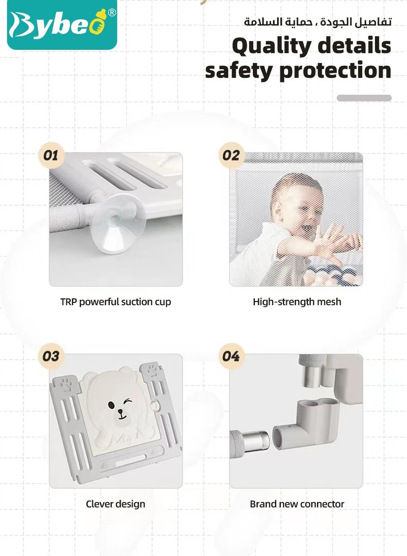 Baby Playpen Fence, Portable Babies Playards for Toddlers, Safe Infant Activity Center,  Sturdy Play Area, with Soft Breathable Mesh and Safety Lock, Perfect Child's Gift (150x180cm)