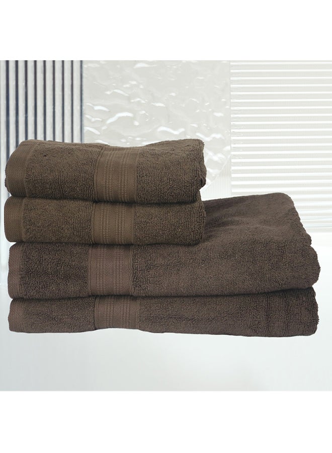 4 Piece Bathroom Towel Set BRAVO 550 GSM 100% Combed Cotton Terry 2 Bath Towel 70X140 cm & 2 Hand Towel 50x90 cm Gentle Touch Extremely Absorbent Every Day Use Chocolate Brown