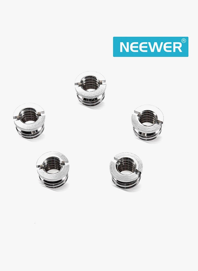 5 Pieces Metal Screw Adapter Silver