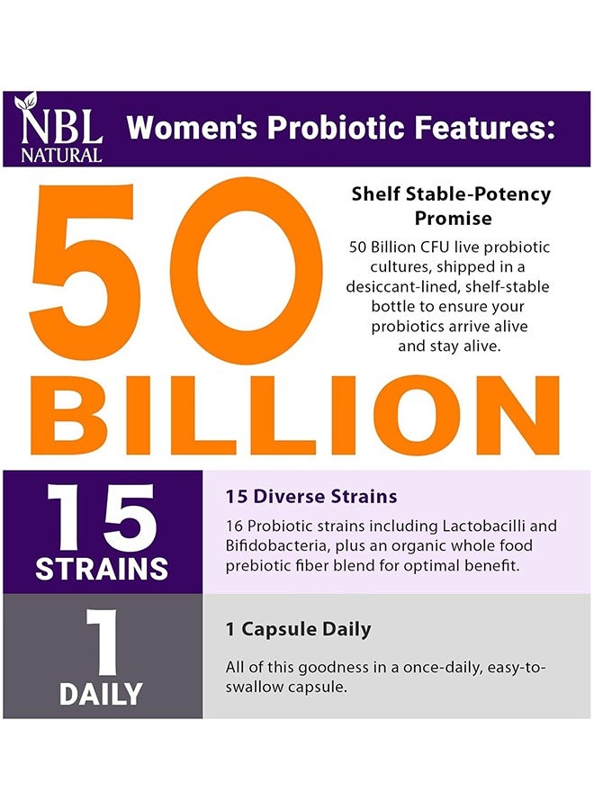 Once Daily Probiotics for Women & Prebiotics, 50 Billion CFU for Women’s Daily Digestive & Immune Health, 16 Probiotic Strains, 30 Capsules