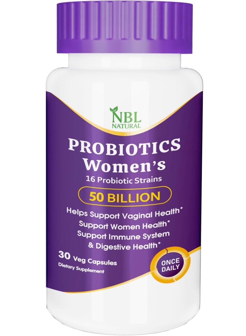 Once Daily Probiotics for Women & Prebiotics, 50 Billion CFU for Women’s Daily Digestive & Immune Health, 16 Probiotic Strains, 30 Capsules