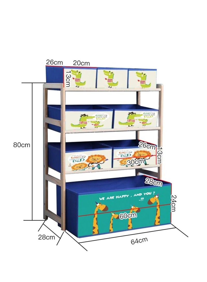 4 Tier Toy Organizers and 8 Storage Bins,Kids Storage Organizer for Toys, Toy Box and Storage,Kids Toy Storage Rack