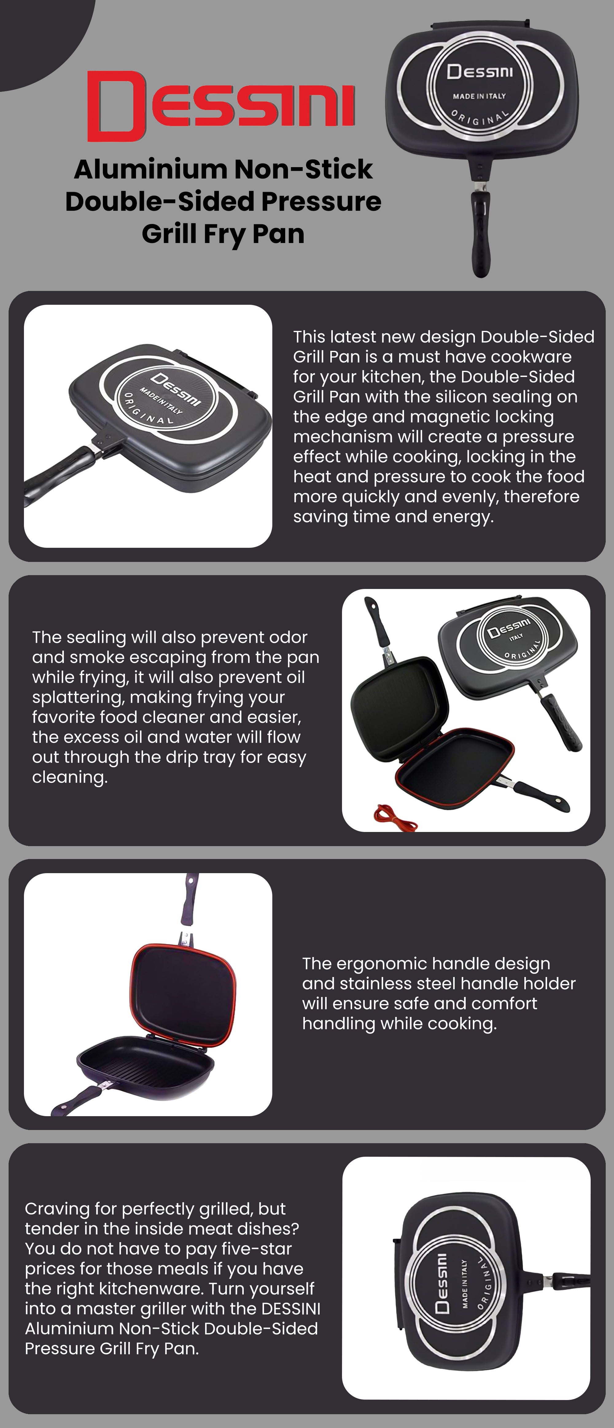 Aluminum Double Fry Pan Black 36cm