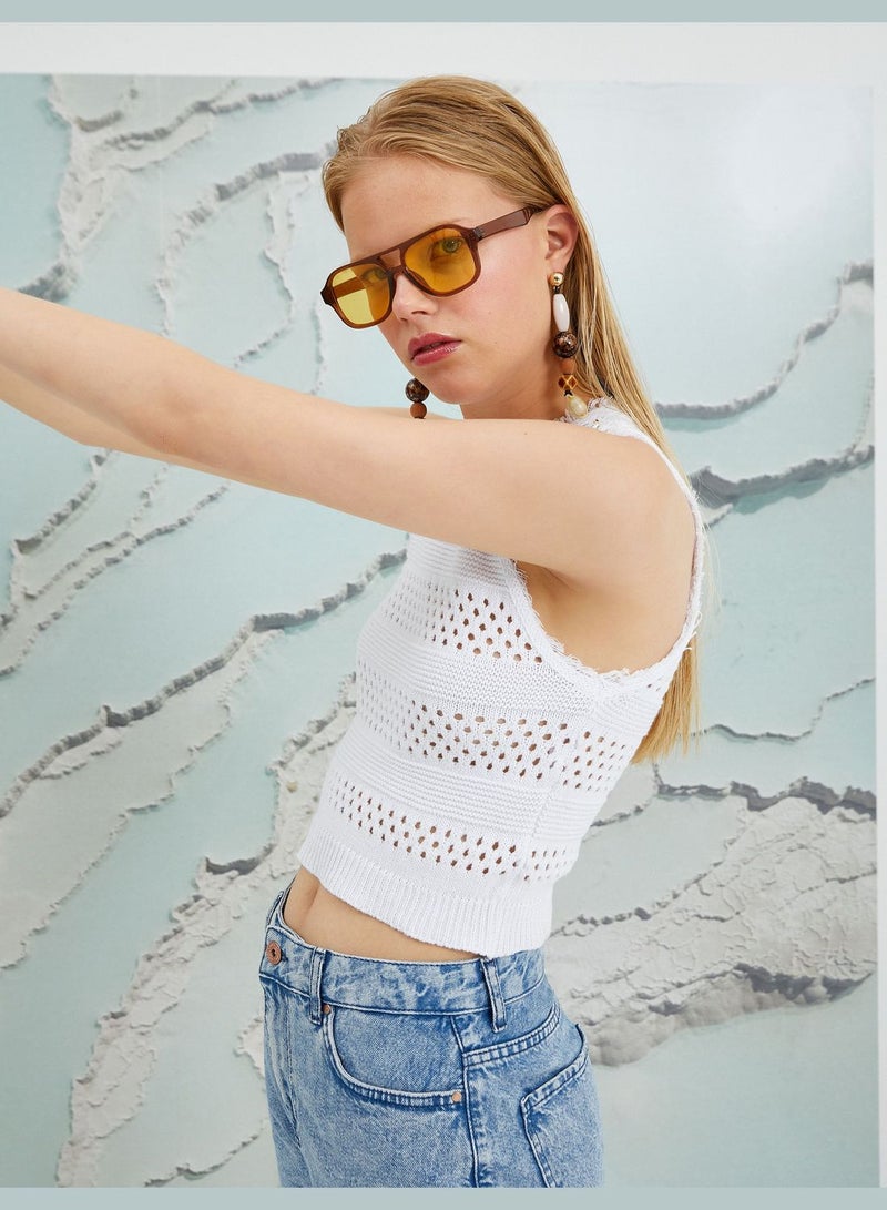Şahika Ercümen X Koton - Crochet Knitted Crop Tank Top