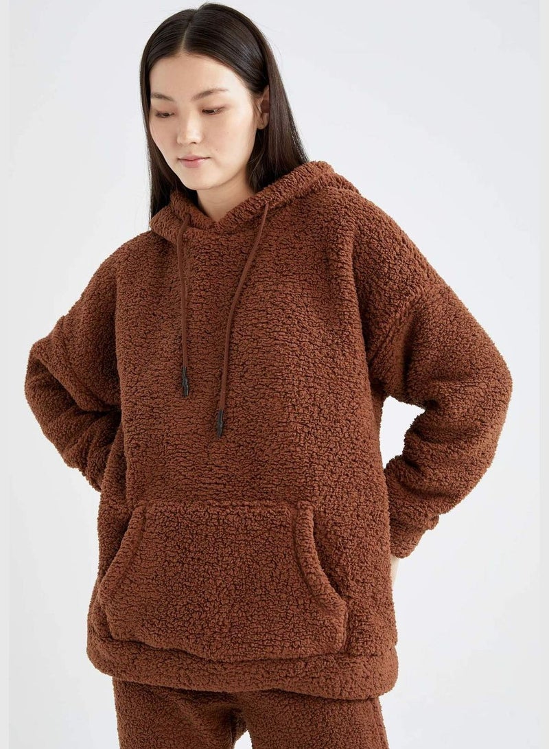 Oversize Long Sleeve Sweatshirt With Kangaroo Pockets