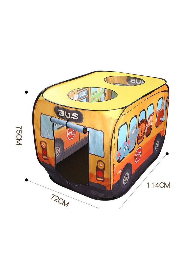 Yellow Bus Tent with Carry Bag Pop Up Indoor Tent for Kids Indoor Playhouse with 2 Openings Flat-Folding Kids Play Tent for Compact Storage