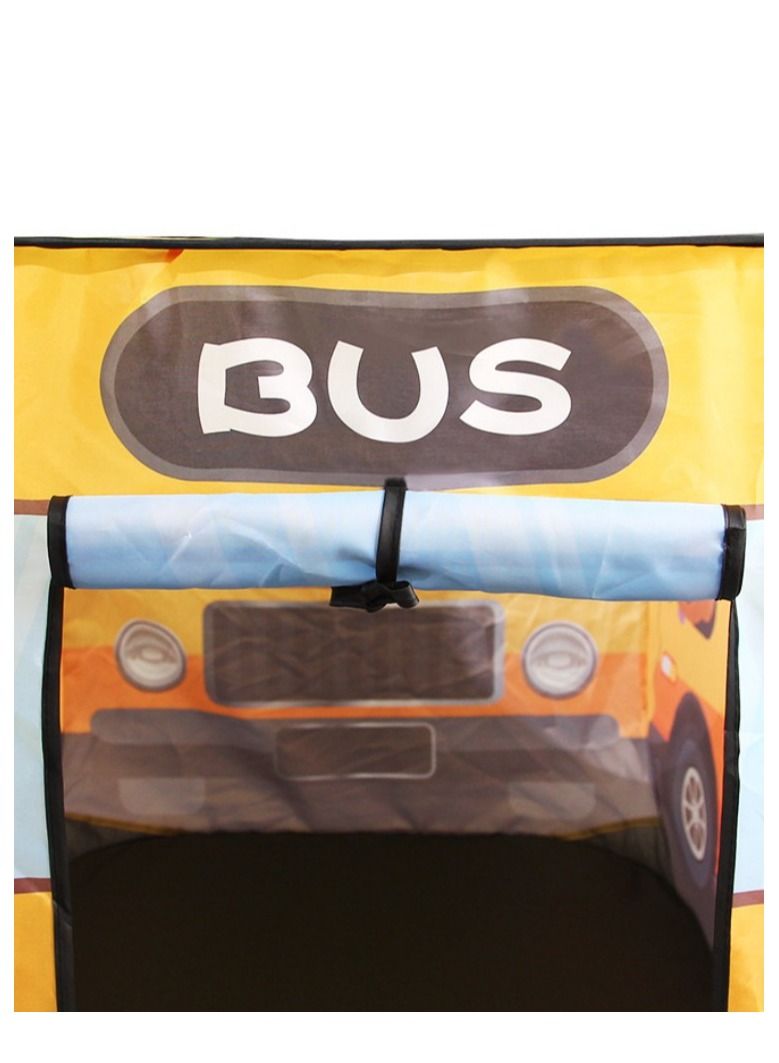 Yellow Bus Tent with Carry Bag Pop Up Indoor Tent for Kids Indoor Playhouse with 2 Openings Flat-Folding Kids Play Tent for Compact Storage