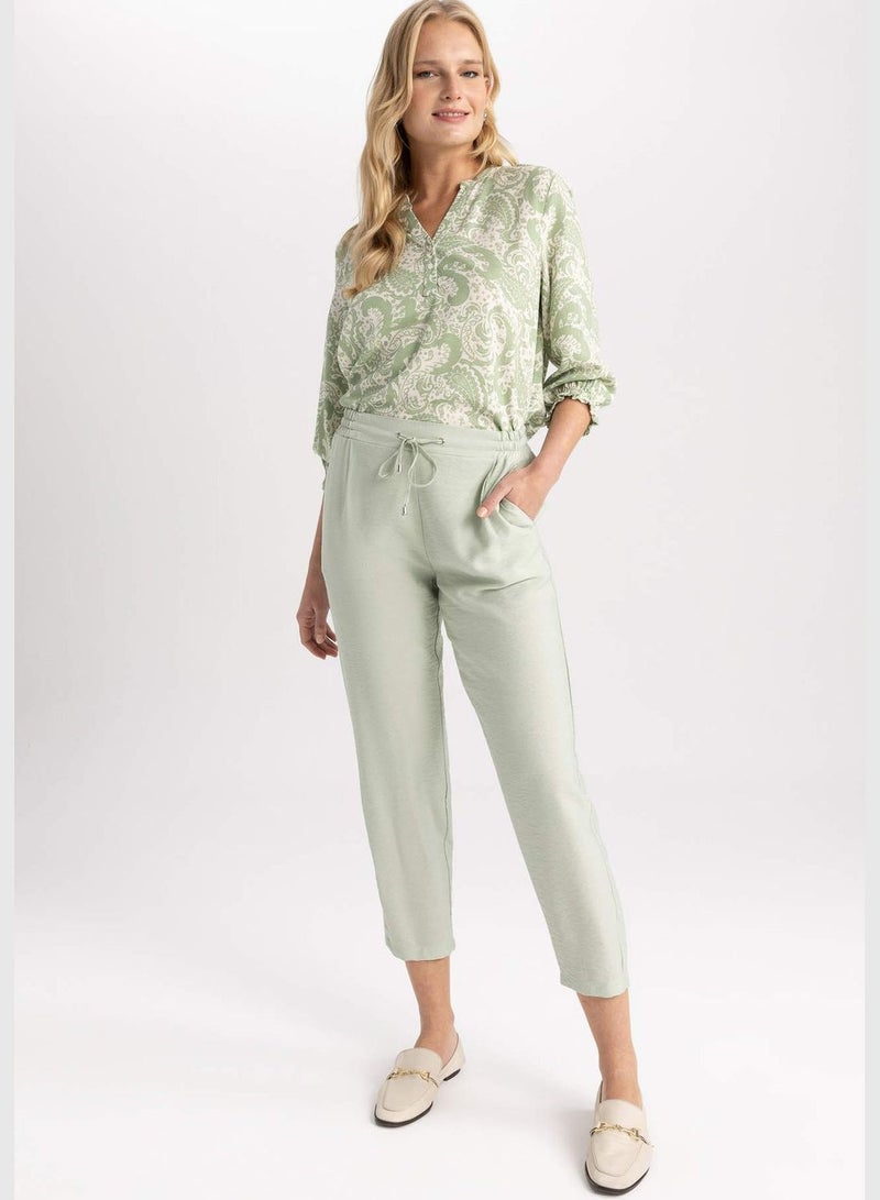Jogger Straight Leg Linen Look Trousers