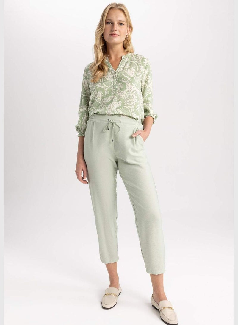 Jogger Straight Leg Linen Look Trousers