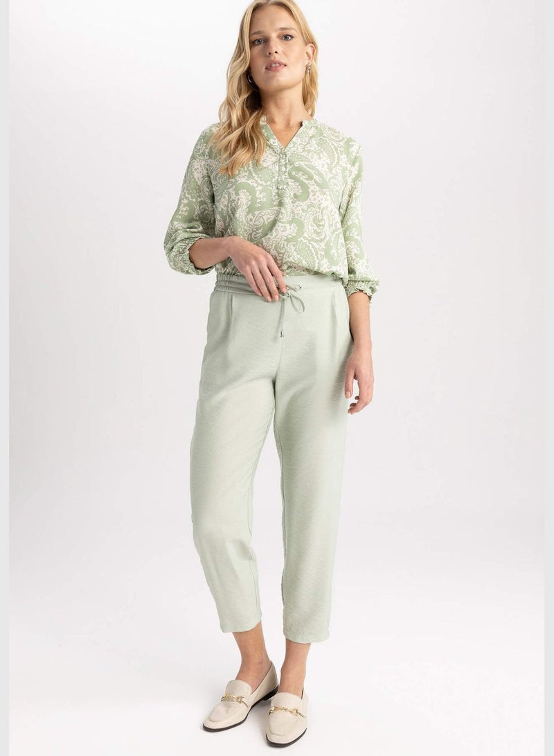 Jogger Straight Leg Linen Look Trousers
