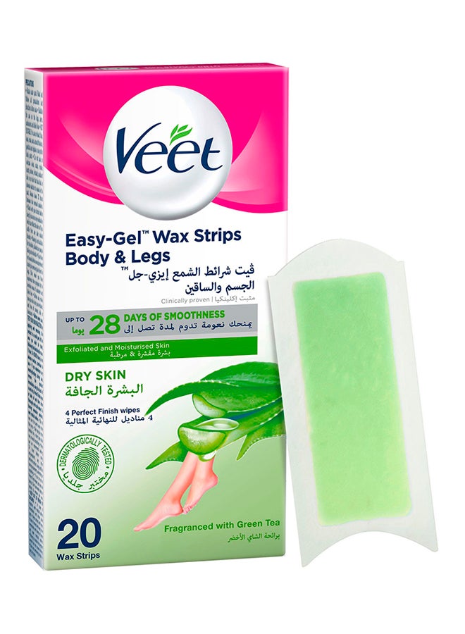 Nourishing Aloe Vera And Green Tea Scent Easy Gel Body And Legs Hair Removal For Dry Skin 20 Strips