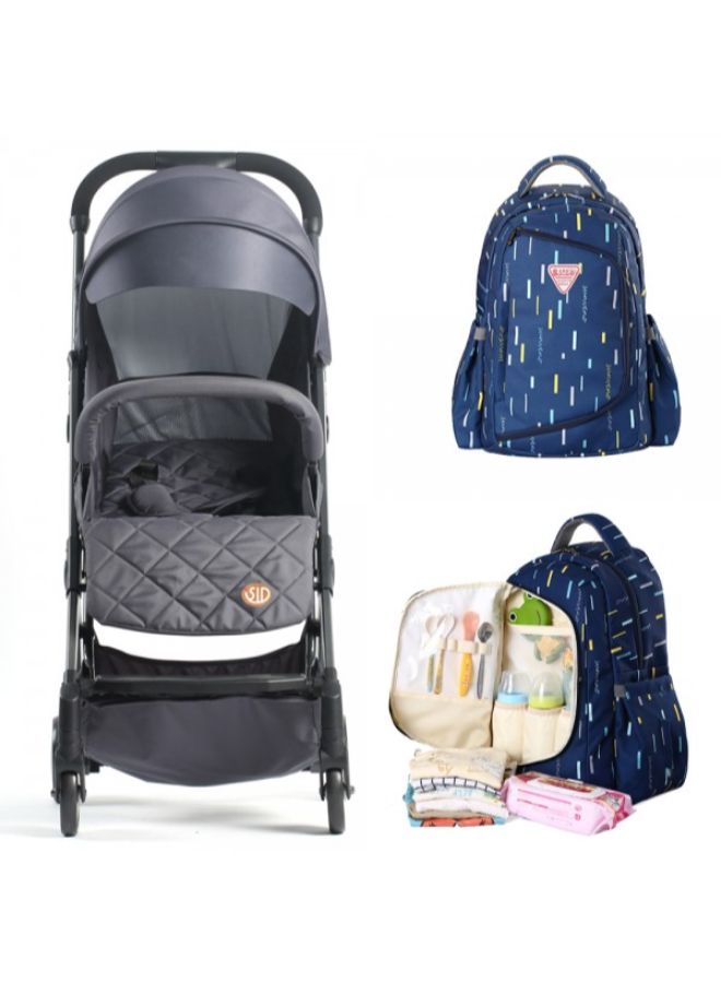 Travel Lite Stroller With Sunveno Diaper Bag And Hooks - Multicolour