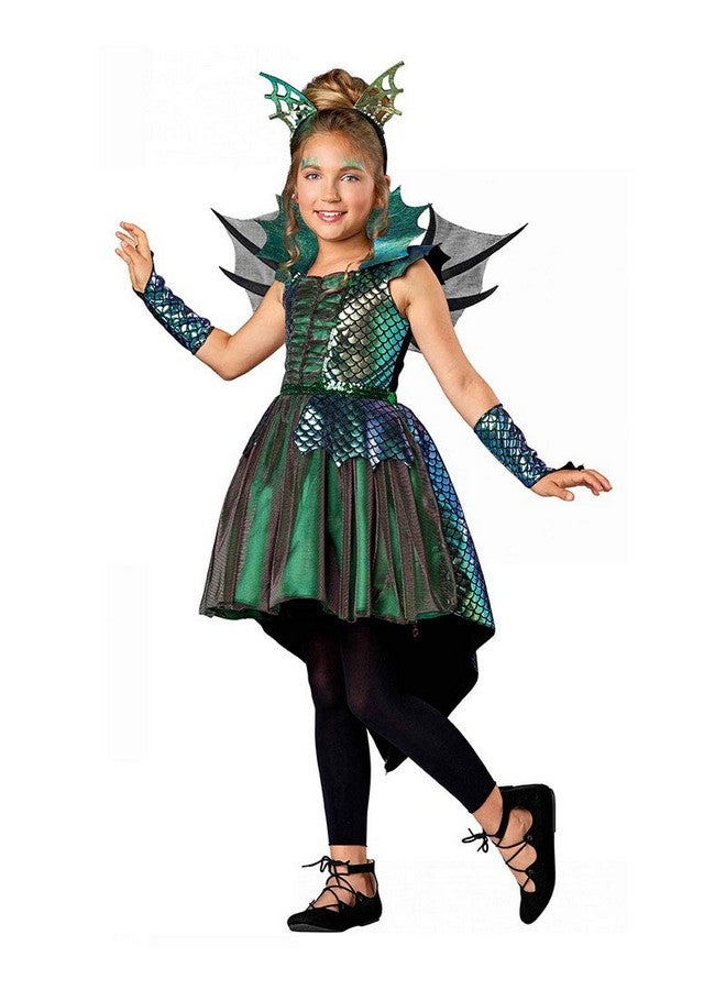 Direct Halloween Girls Deluxe Dragon Costume (M(810)) Green